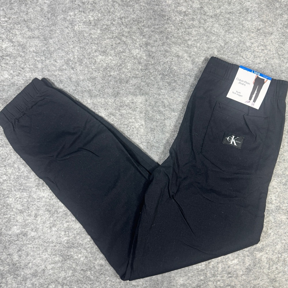 Calvin Klein Jeans Youth Tech Jogger Black Pants Size L 14/16 25CKSIC7K-001-PC